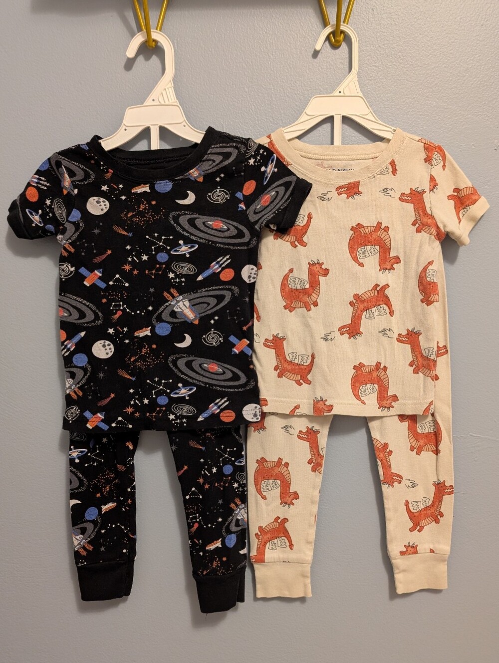 Old Navy Bundle 2 Short-Sleeve Pajama Sets - Black Space & Cream Dragon